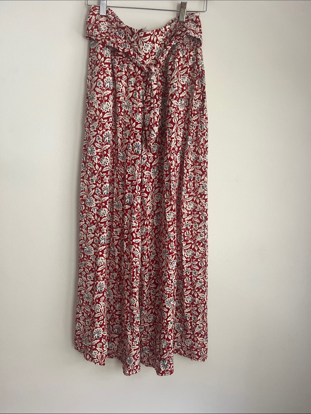 Patrons of Peace Red and White Floral Maxi wide leg pants bin 32